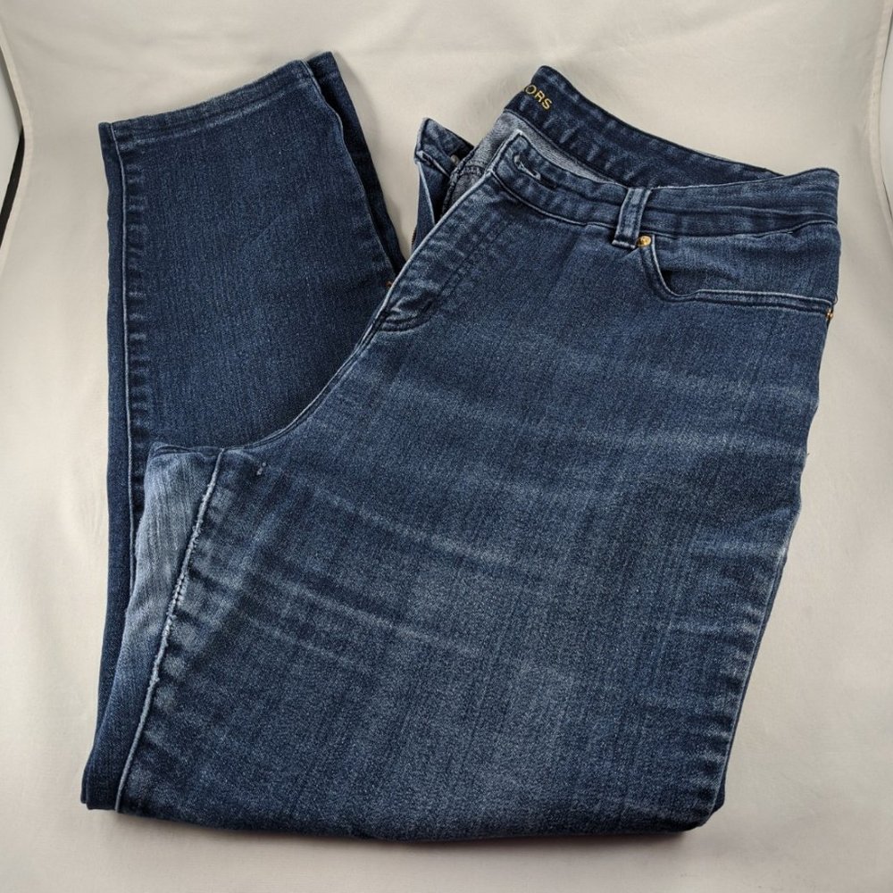 Michael Kors Womens Dark Rinse Ankle Denim Blue Jeans 14